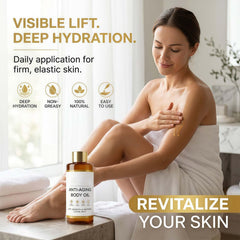 Generic applying body oil to forearm for hydration and smoothing benefit