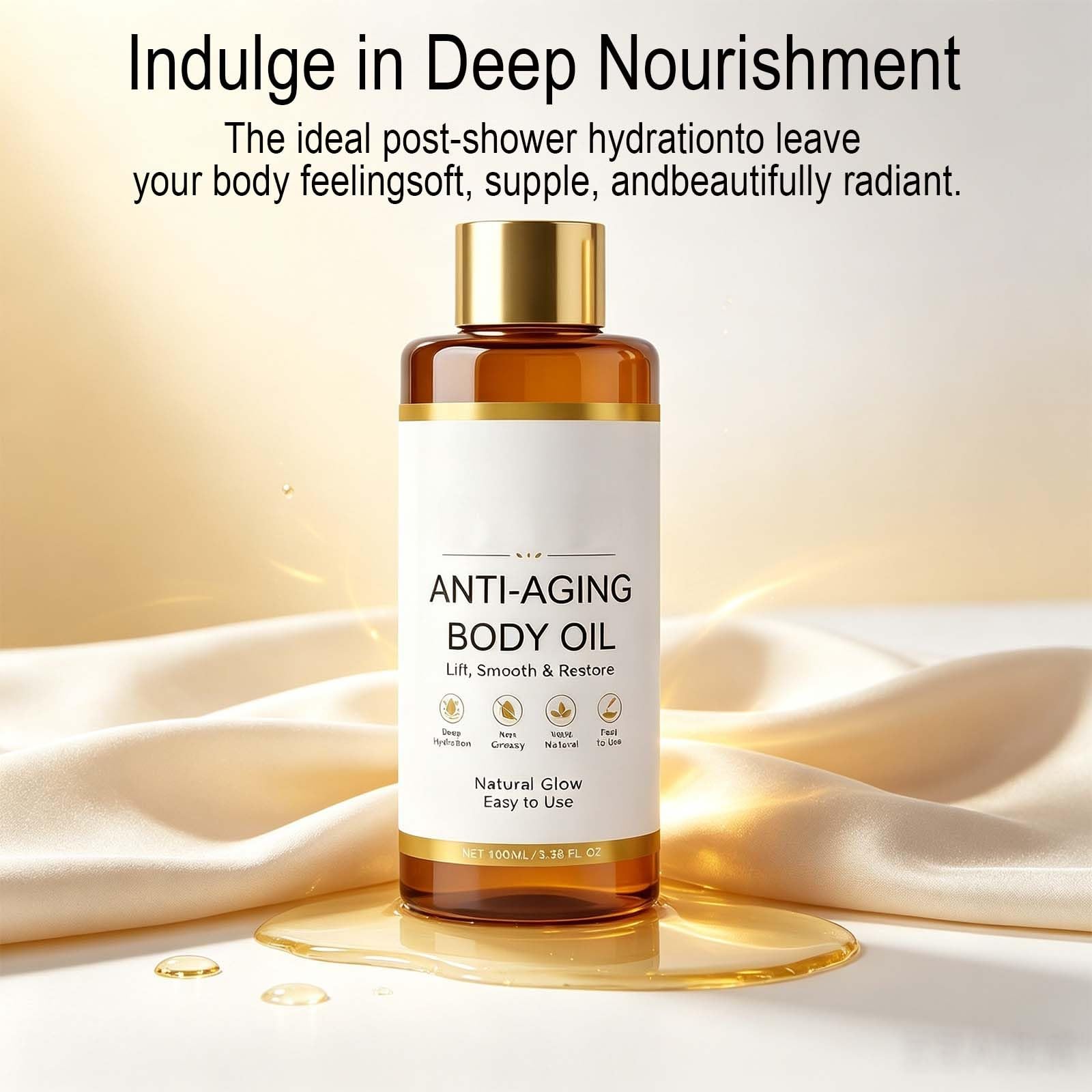 Generic lifestyle bathroom shelf with oil suggesting daily routine benefit