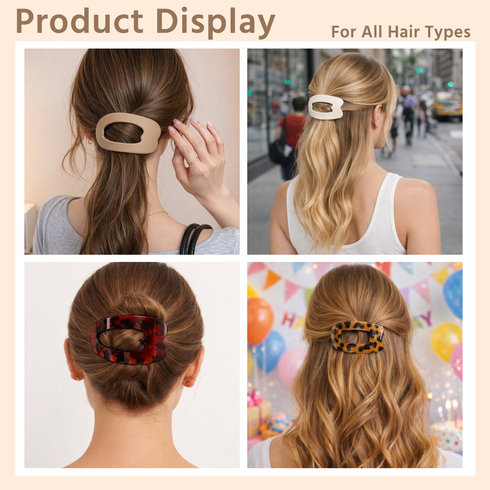 Generic clip securing half-up hairstyle demonstrating comfortable, low-profile hold