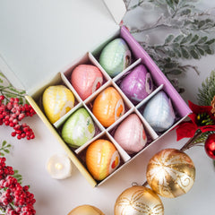 Generic close-up of bath bomb texture and glittery fizz emphasizing gentle formulation