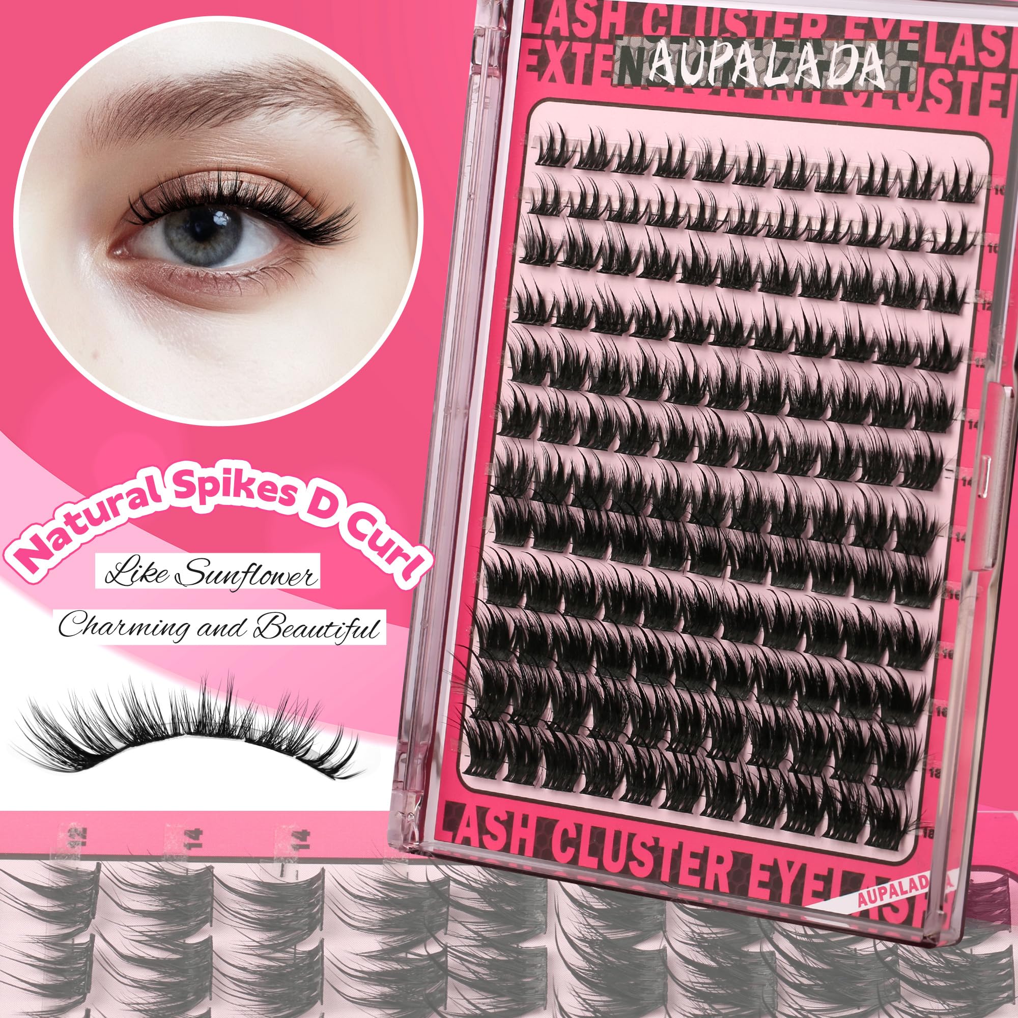Generic clusters applied on lash line demonstrating customizable volume and seamless finish