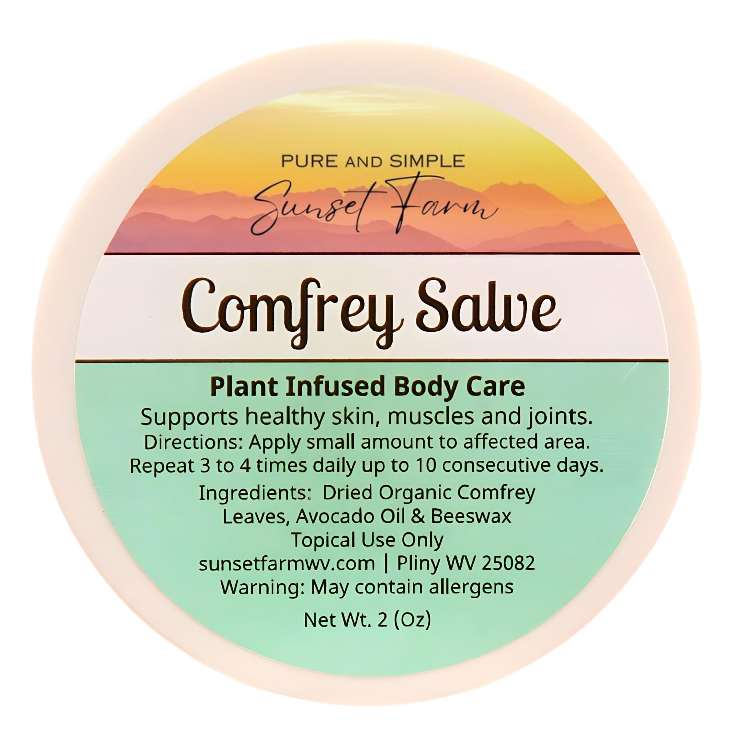 generic comfrey salve front jar showing clean labeling and compact size benefit