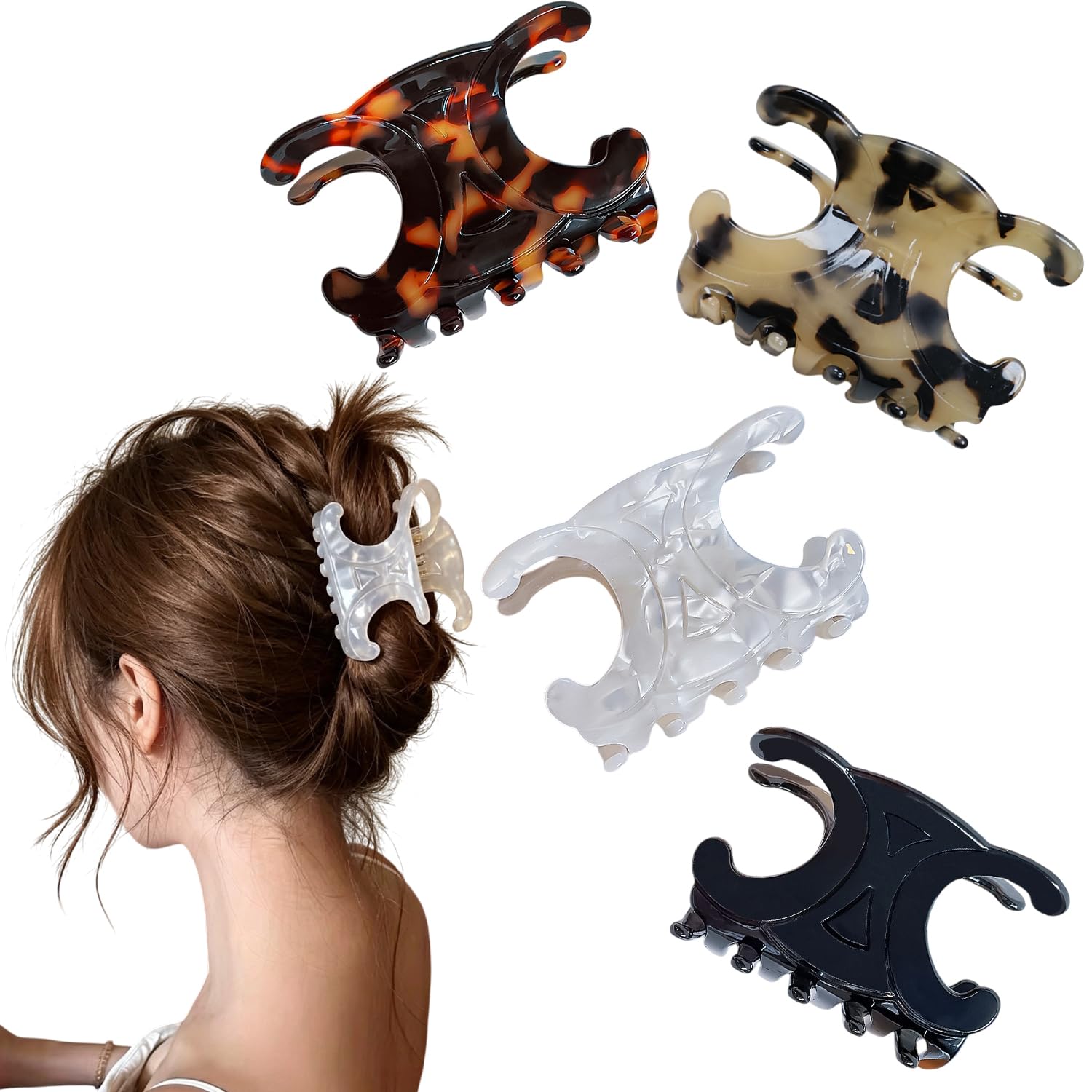 Generic front view of acetate butterfly clips showing elegant finish and versatile look