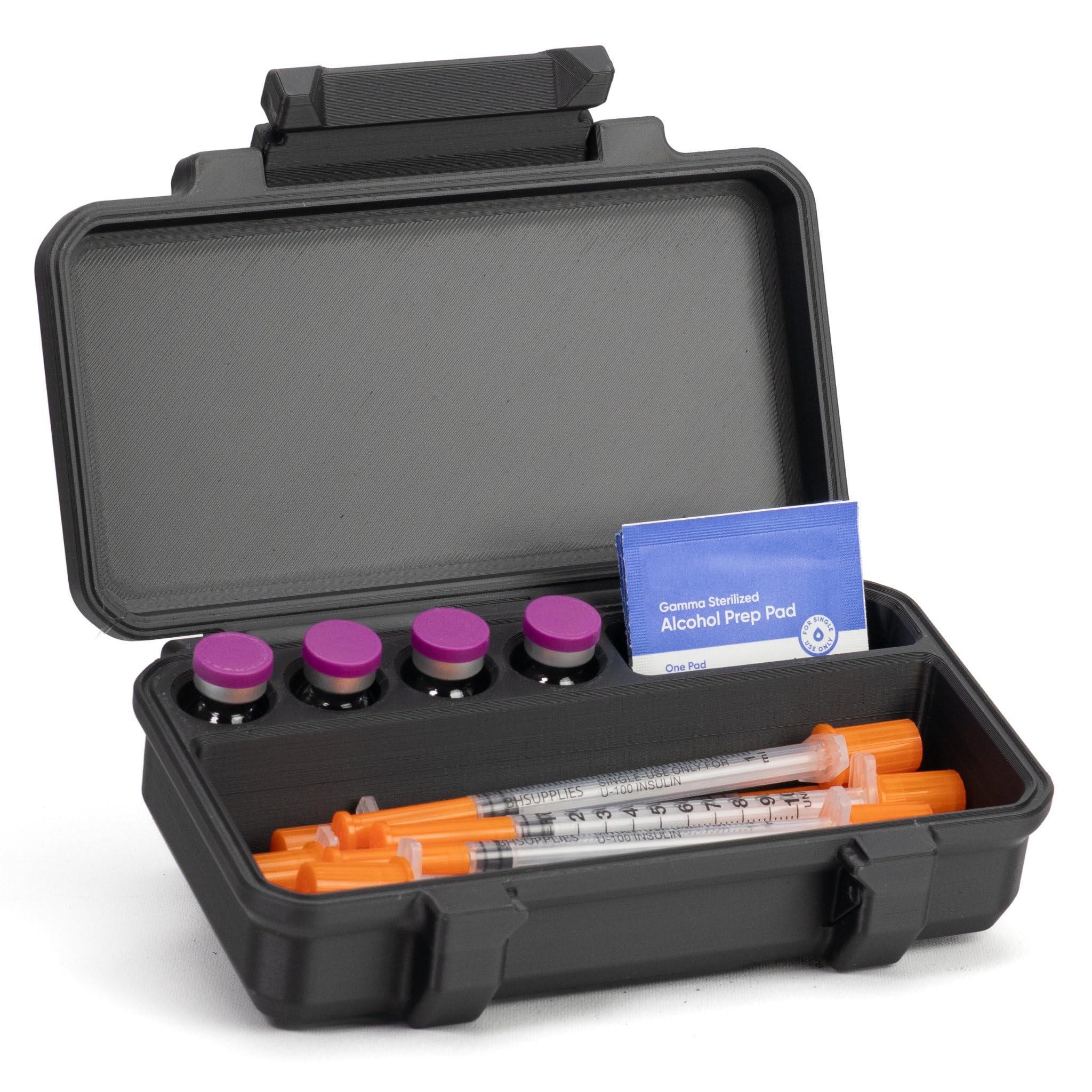 Generic brand front view of closed case showing compact protection