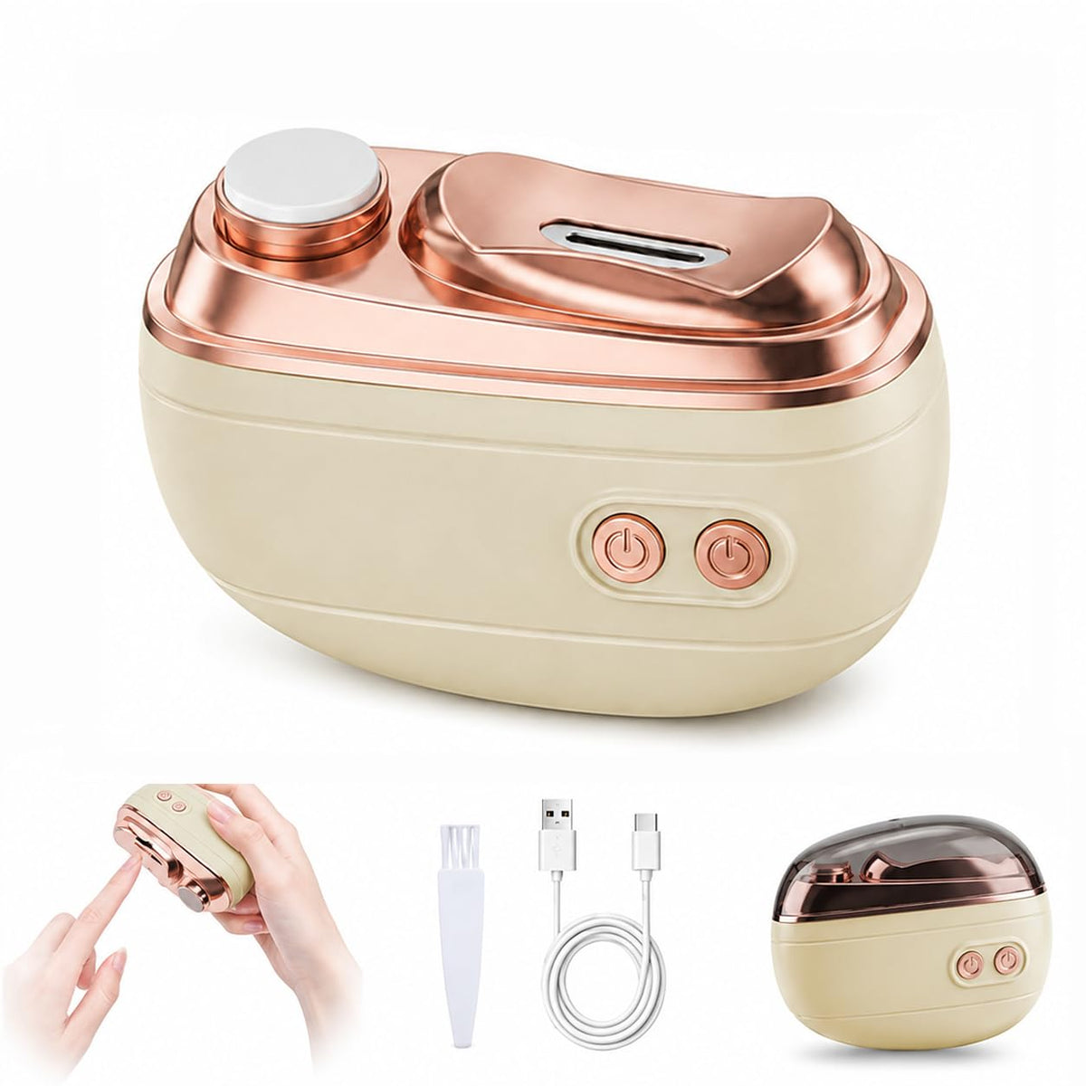 Generic front view of the electric nail clipper showing controls and sleek design for easy grooming