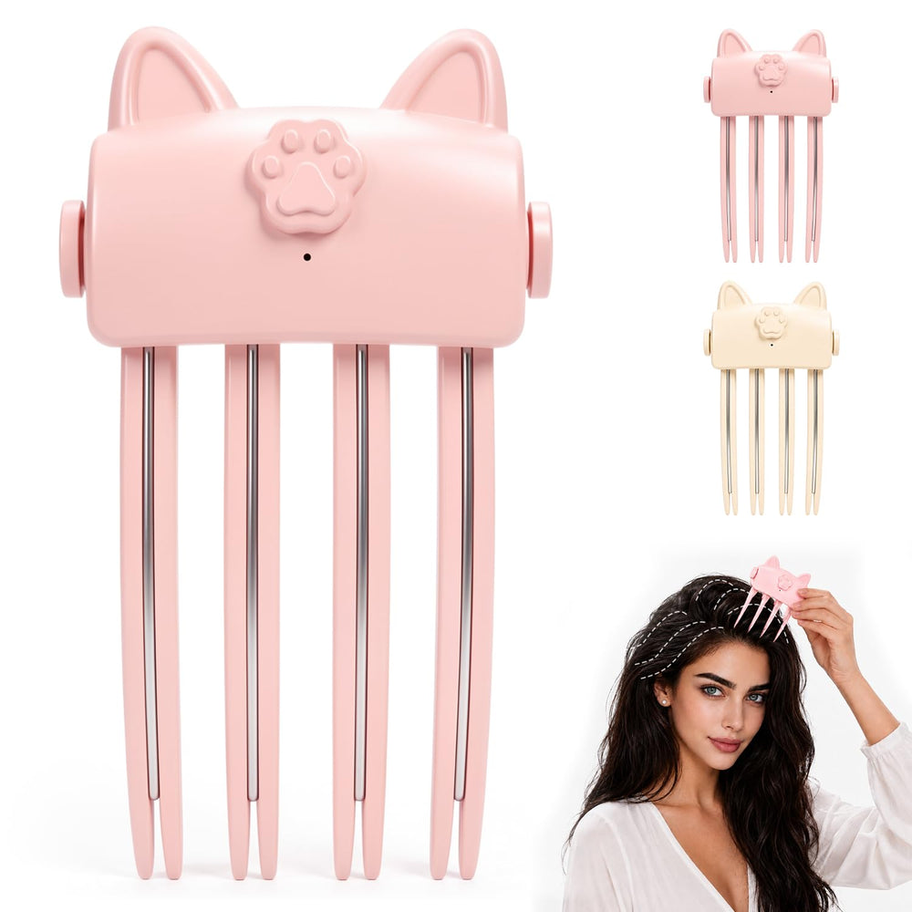 Generic heated root volumizer front view showing compact cordless design and pink finish for easy styling