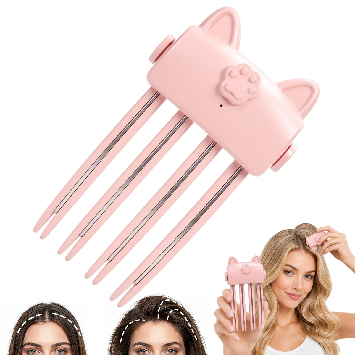 Generic heated root volumizer front view showing compact design and easy grip benefit
