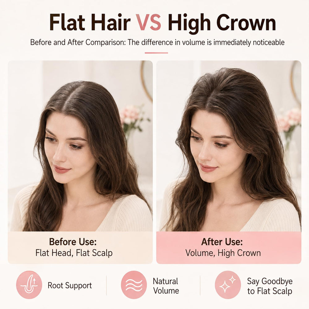 Generic heated root lifter in use at scalp showing quick touch-up benefit for instant volume