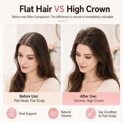 Generic heated root lifter in use at scalp showing quick touch-up benefit for instant volume