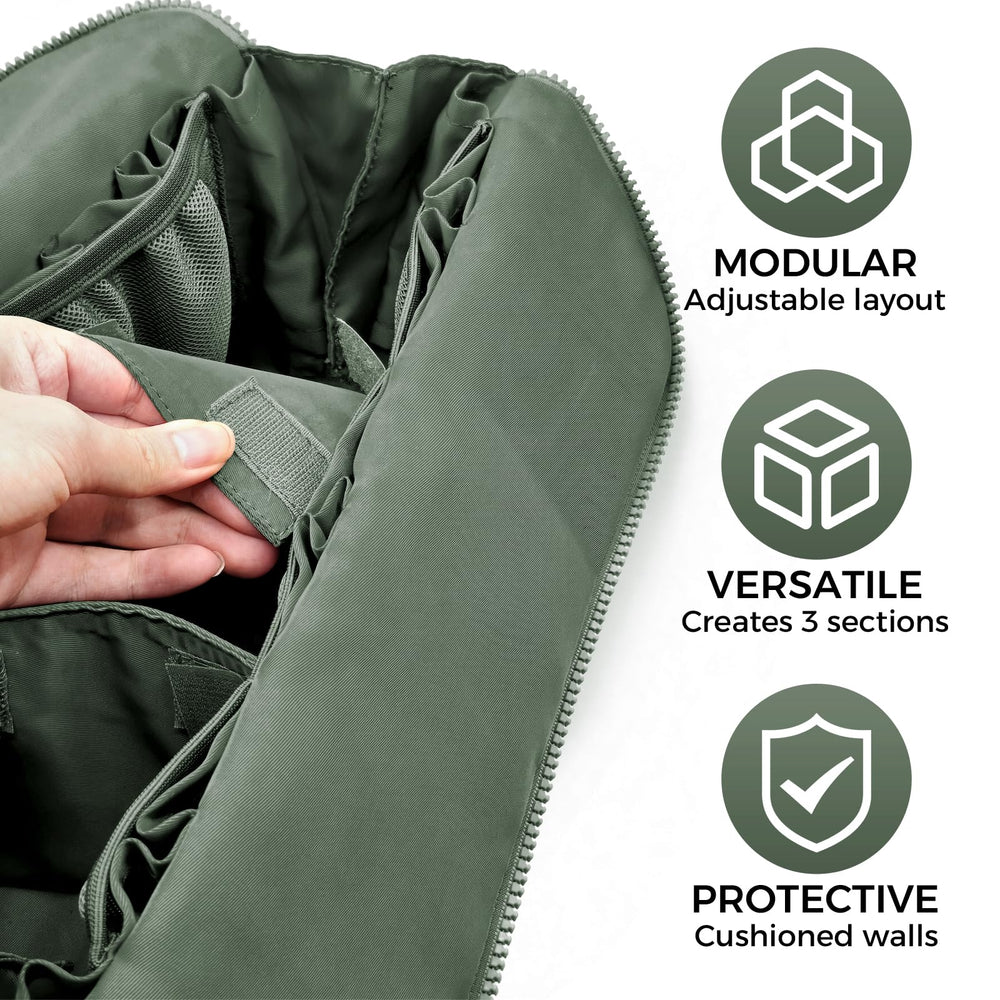 Generic brand interior divider detail showing customizable storage and protection