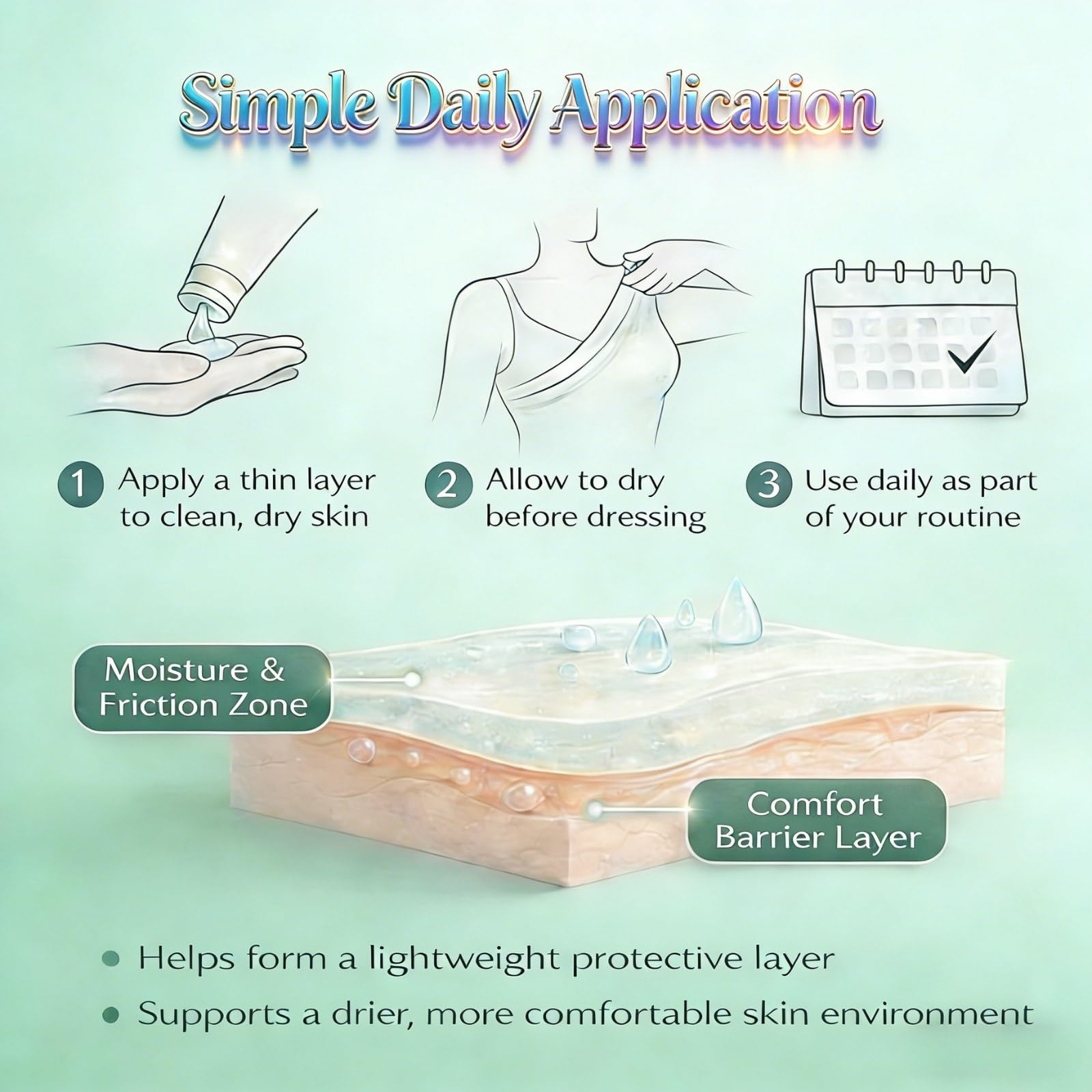 Generic brand being smoothed on inner thigh to reduce chafing and moisture