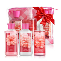 Generic brand front packaging showing the three-piece cherry blossom set and gift appeal