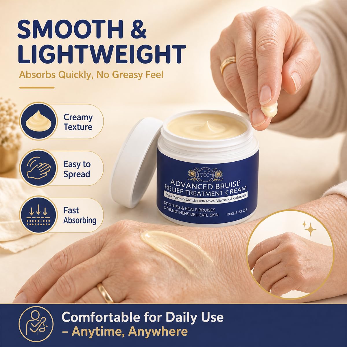 Generic brand jar on bathroom shelf suggesting daily routine convenience