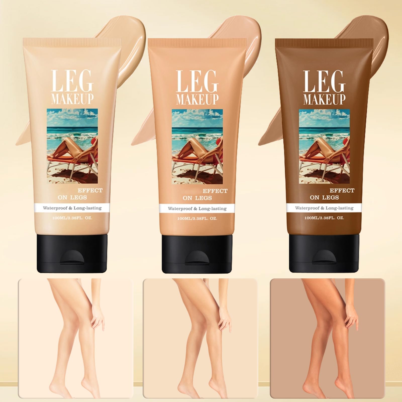 Generic legs makeup application brush closeup for smooth, streak-free blending