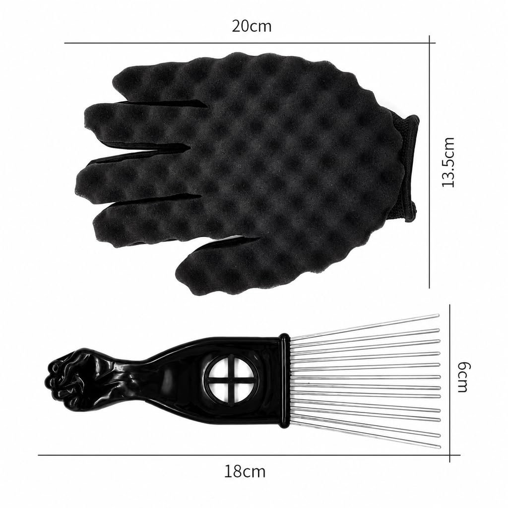 Generic metal pick and afro comb detail providing root lift and volume control