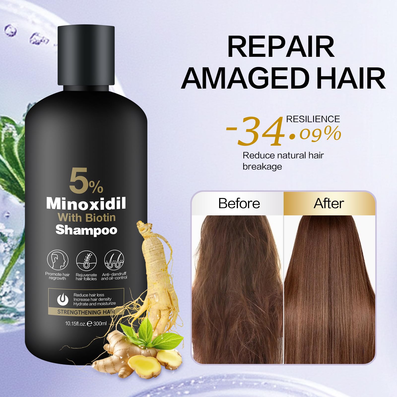 Generic minoxidil hair after use showing improved shine and managed texture