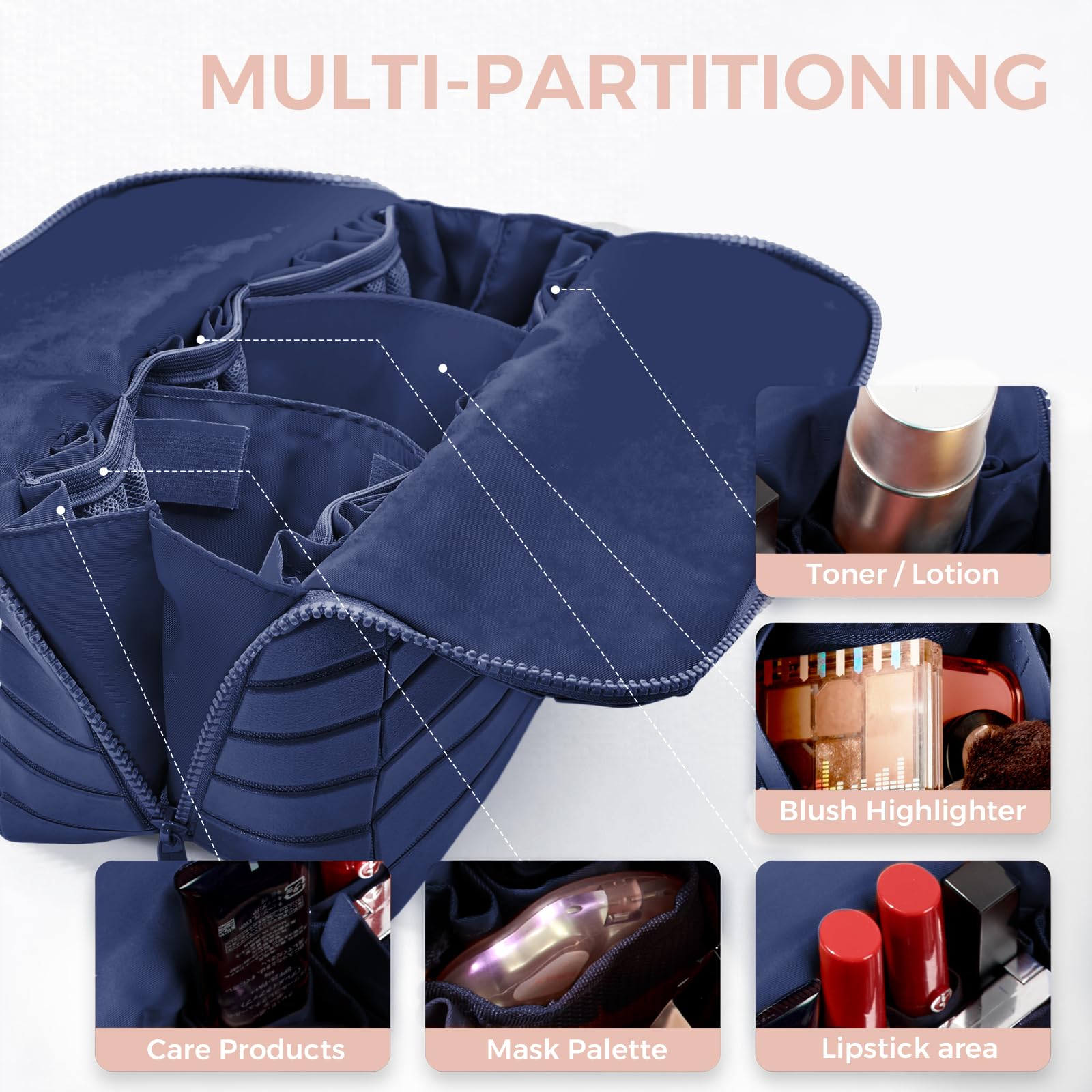 Generic open fold-down vanity layout displaying quick visibility and access