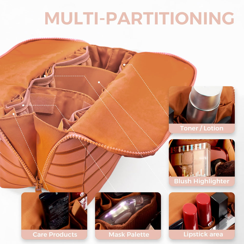 Generic open fold-down vanity layout showing organized visibility benefit
