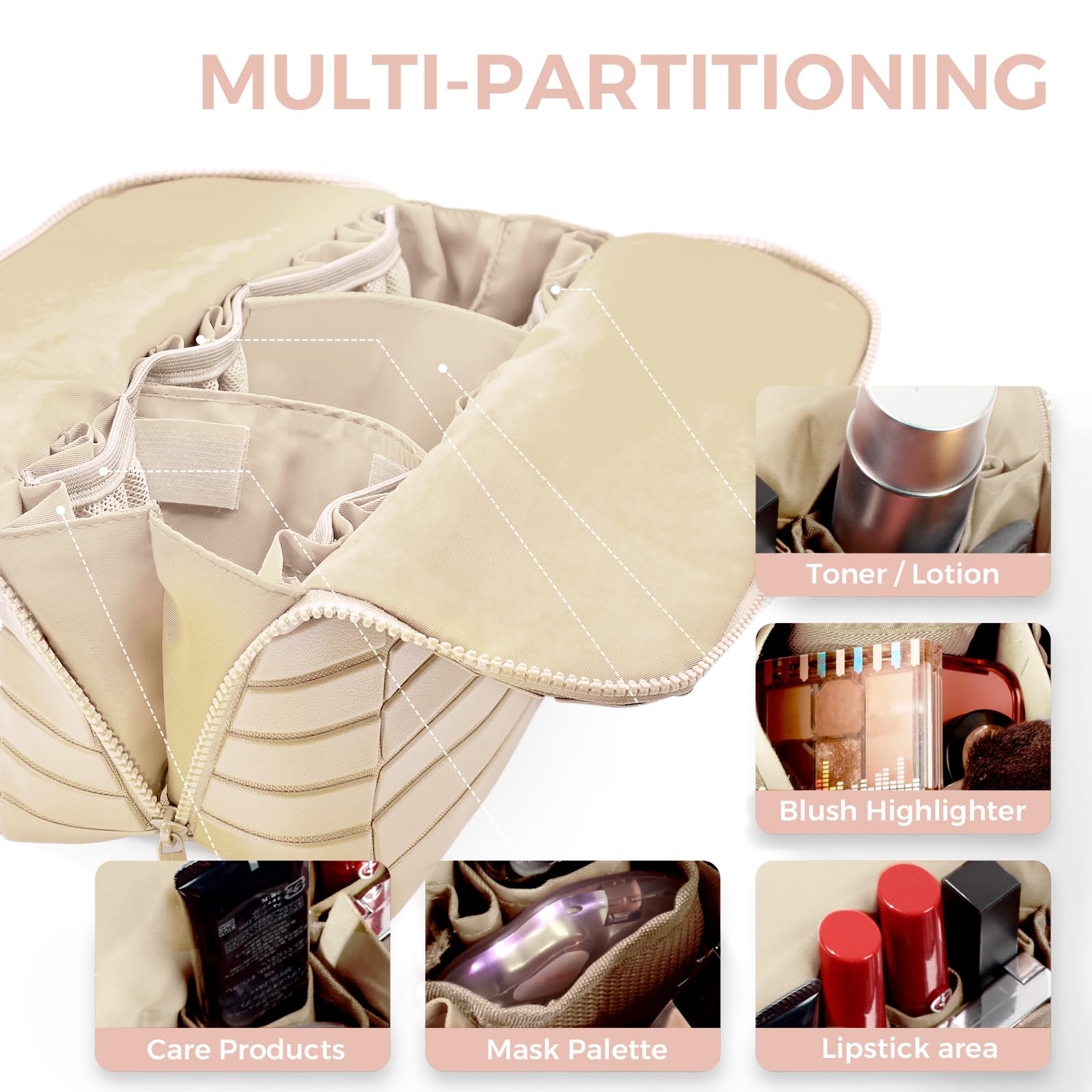 Generic open fold-down vanity layout showing easy product visibility