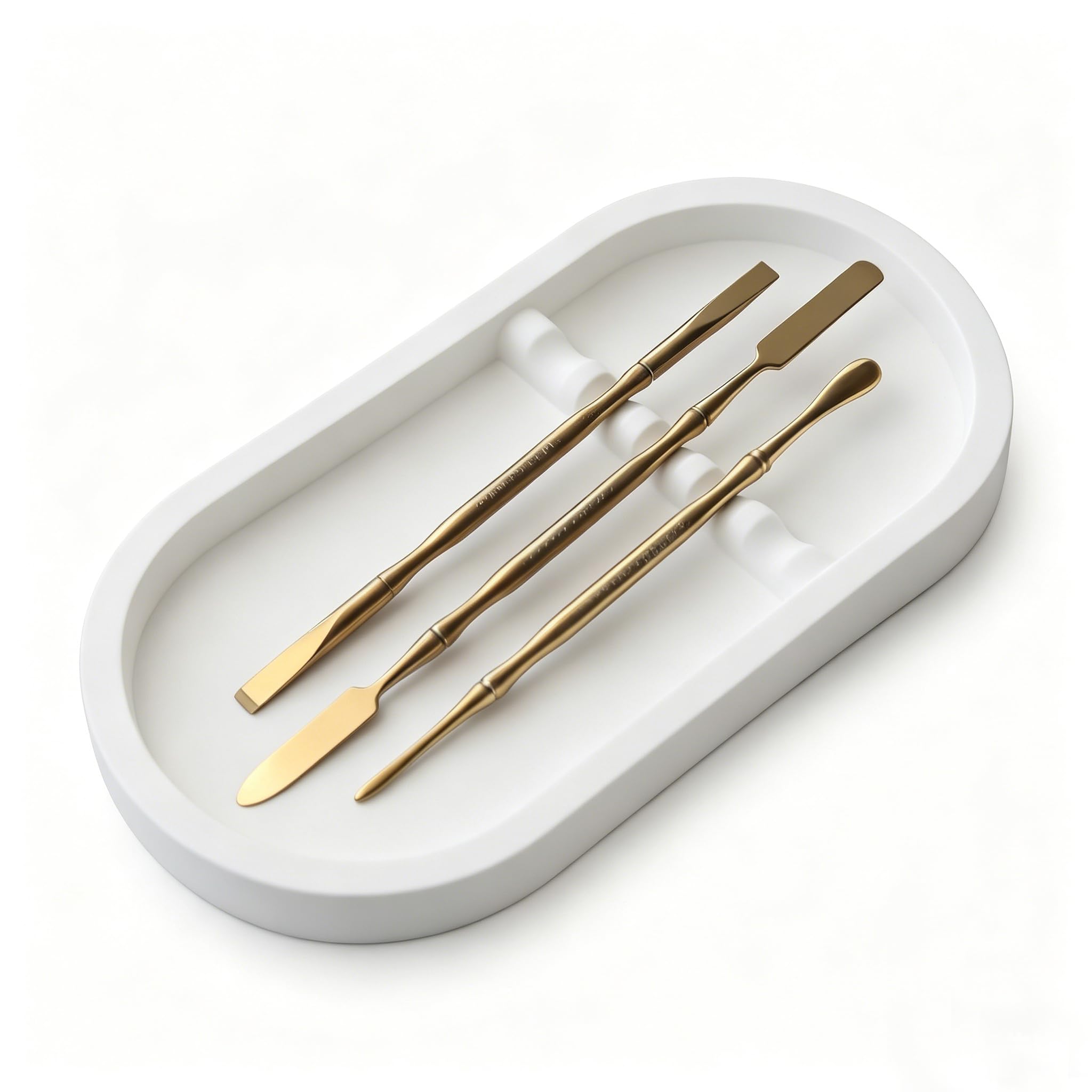Generic brand oval plaster tray front view showing clean design and tool organization benefit