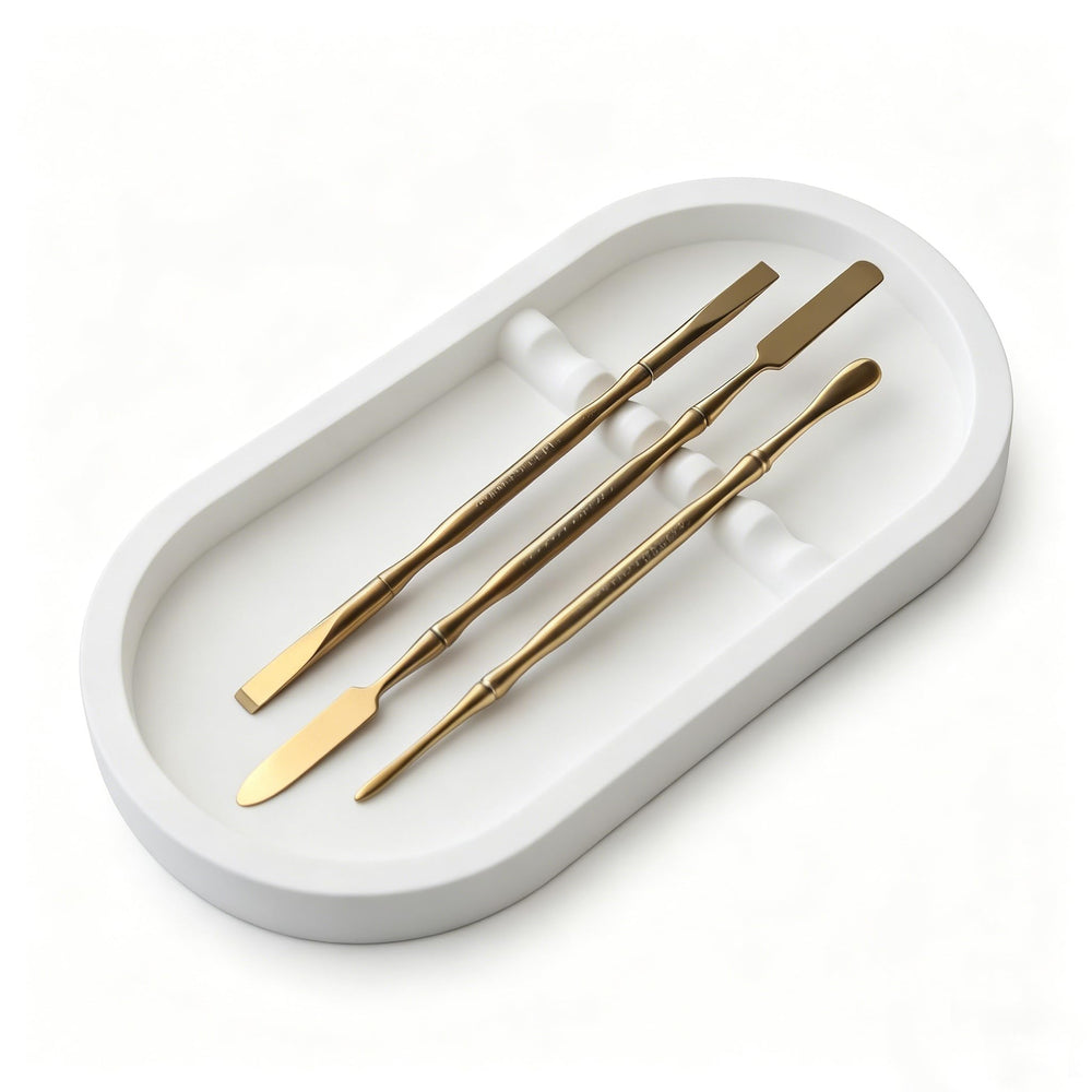 Generic brand oval plaster tray front view showing clean design and tool organization benefit