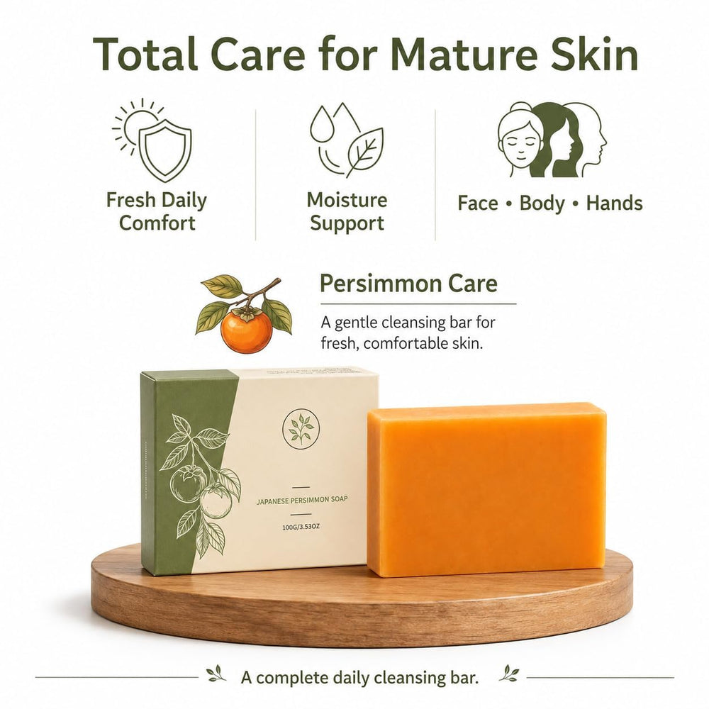 Generic persimmon soap close-up of bar texture highlighting gentle cleansing benefit
