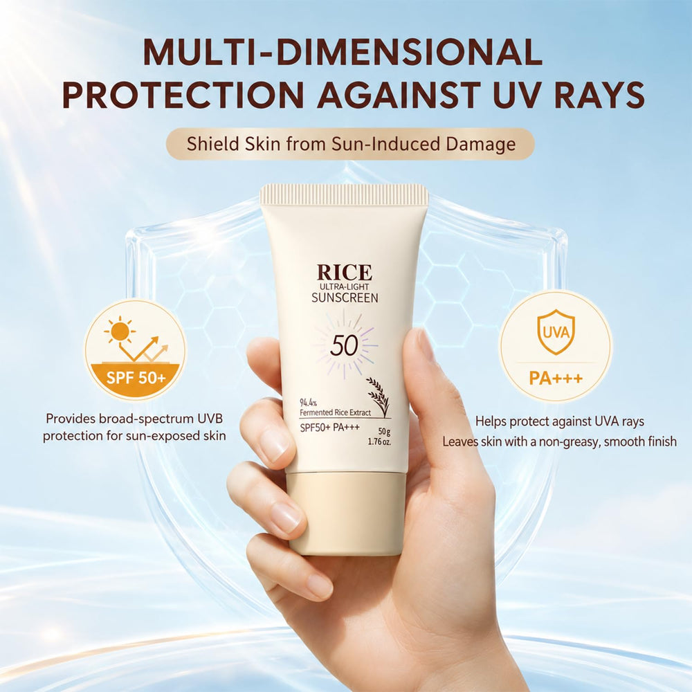 Generic rice sunscreen applied on hand showing even spread and finish