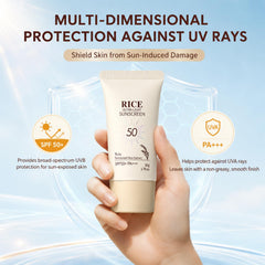 Generic rice sunscreen applied on hand showing even spread and finish