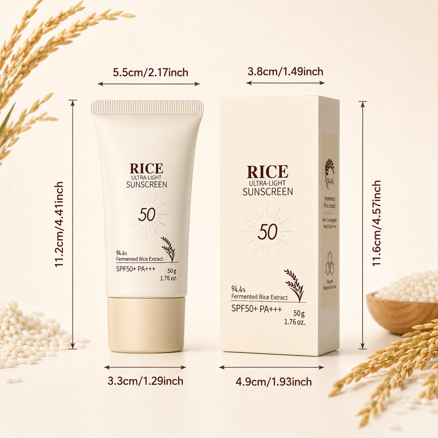 Generic rice sunscreen two-pack inside a travel bag for on-the-go protection