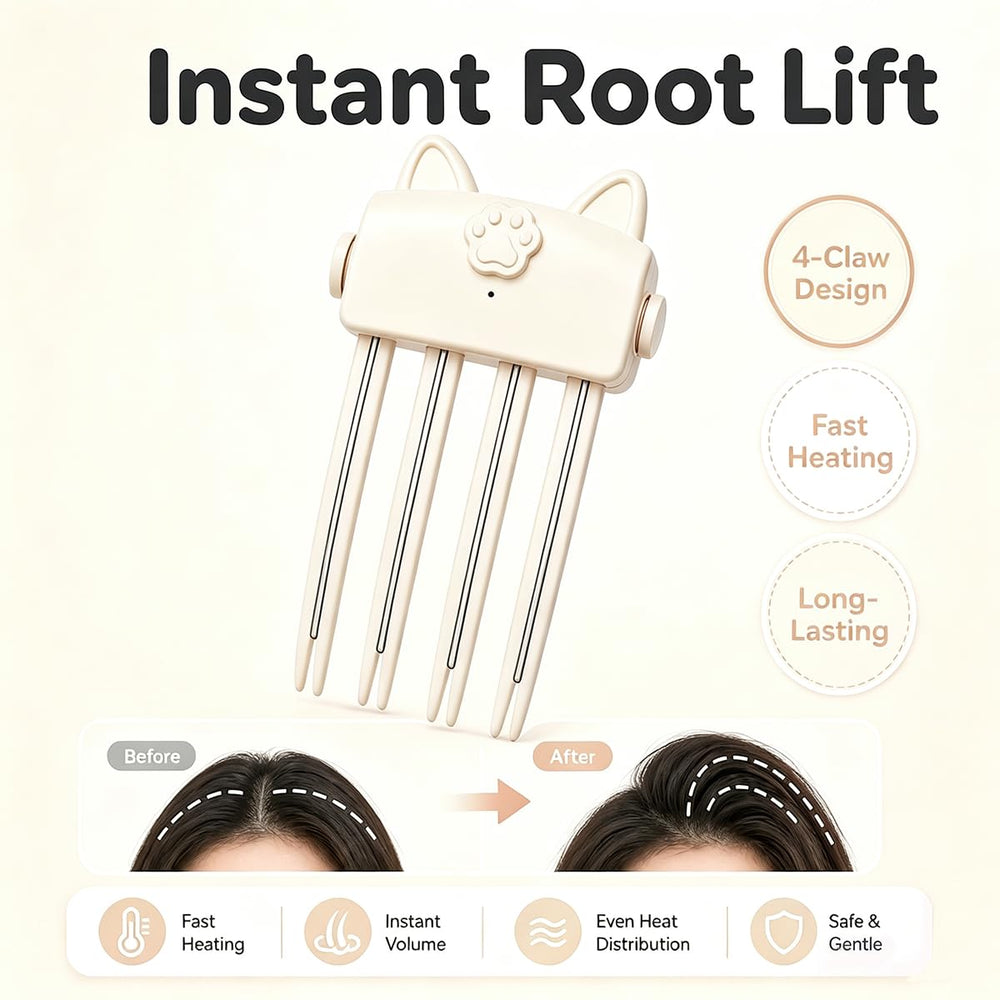 Generic heated root volumizer side profile highlighting ergonomic shape and control benefit