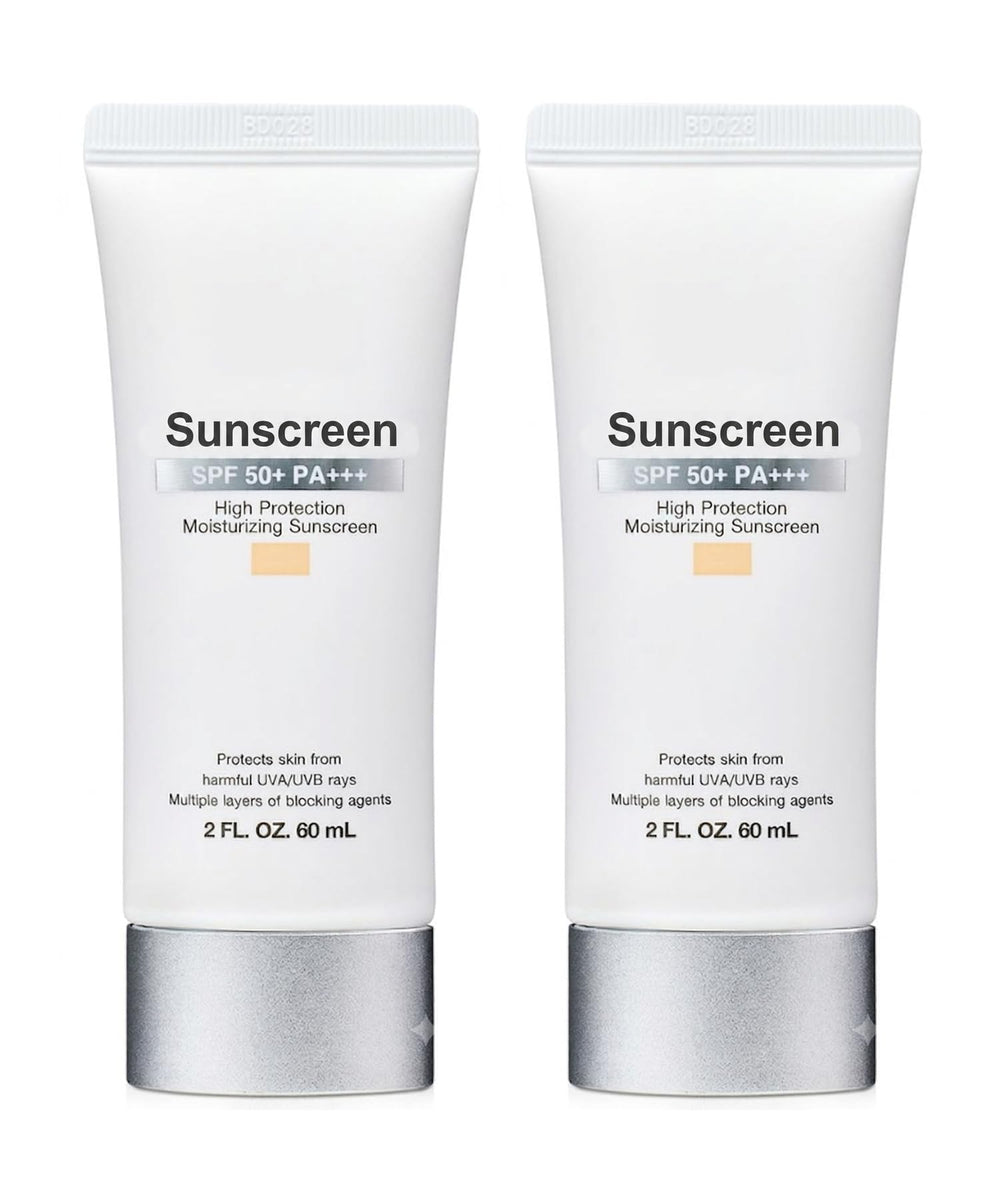 Generic front packaging showing two SPF 50+ tubes for easy daily use