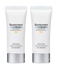 Generic front packaging showing two SPF 50+ tubes for easy daily use
