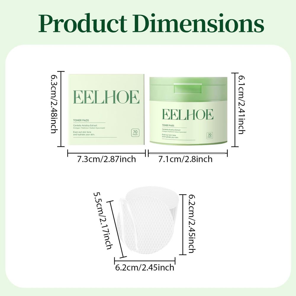 Generic toner pads label featuring Centella Asiatica and collagen highlighting calming benefit