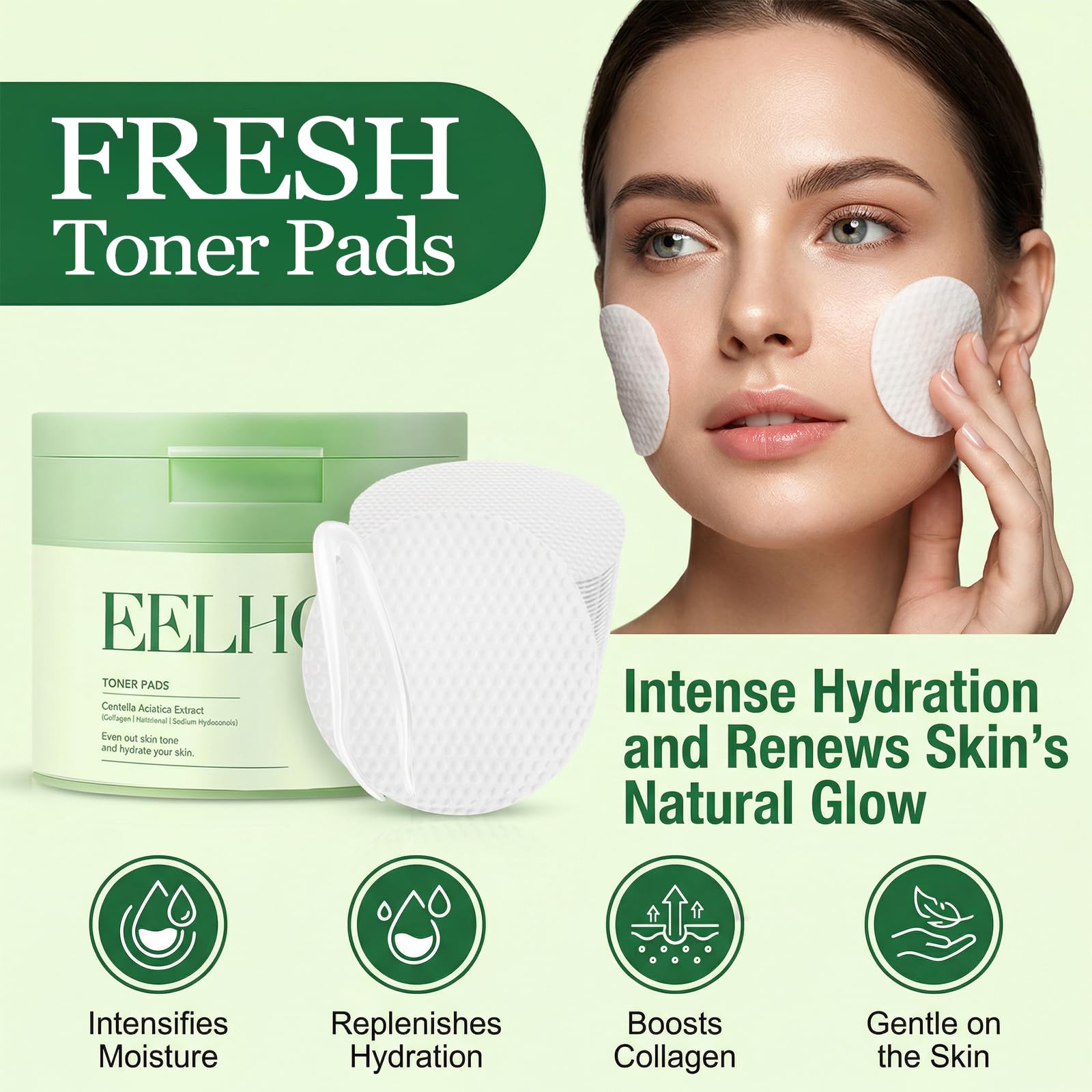 Generic toner pads open jar with stacked pads and tweezers demonstrating hygienic storage benefit