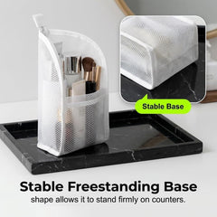Generic top-open view revealing transparent compartments for instant item location