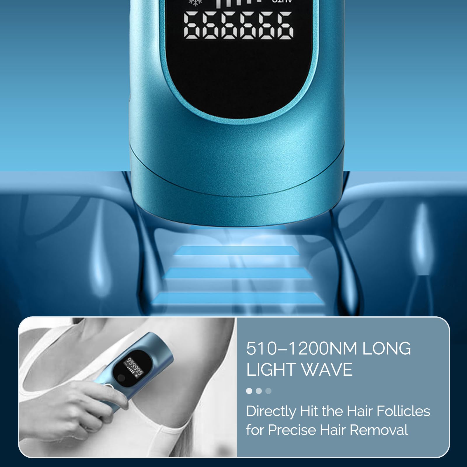 Generic treatment window illustrating 510–1200 nm light spectrum for efficient removal
