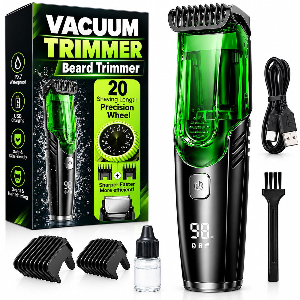 Generic trimmer front view showing vacuum chamber and ergonomic grip benefit tidy trimming