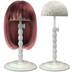 Generic wig stand front view showing stable base and clean white finish for reliable display