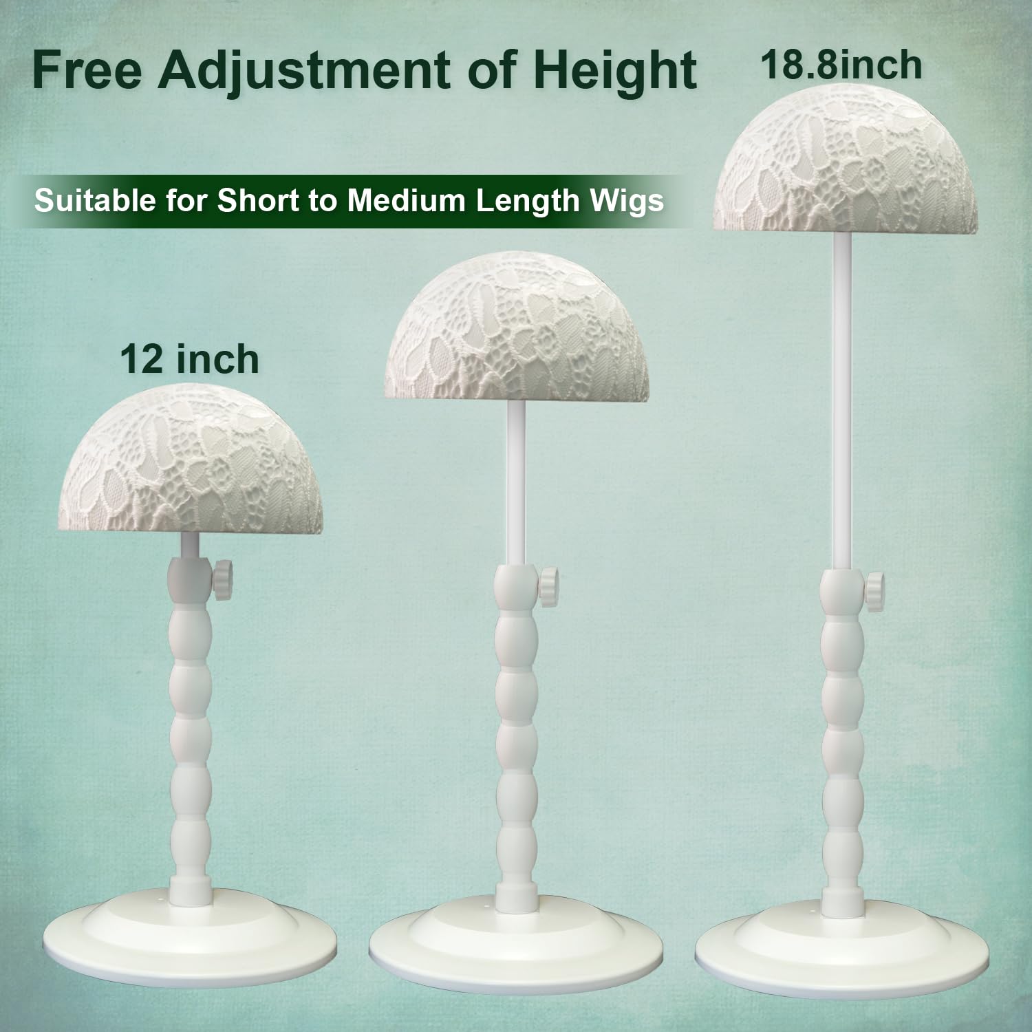 Generic wig stand textured dome closeup holding lace securely for easier styling