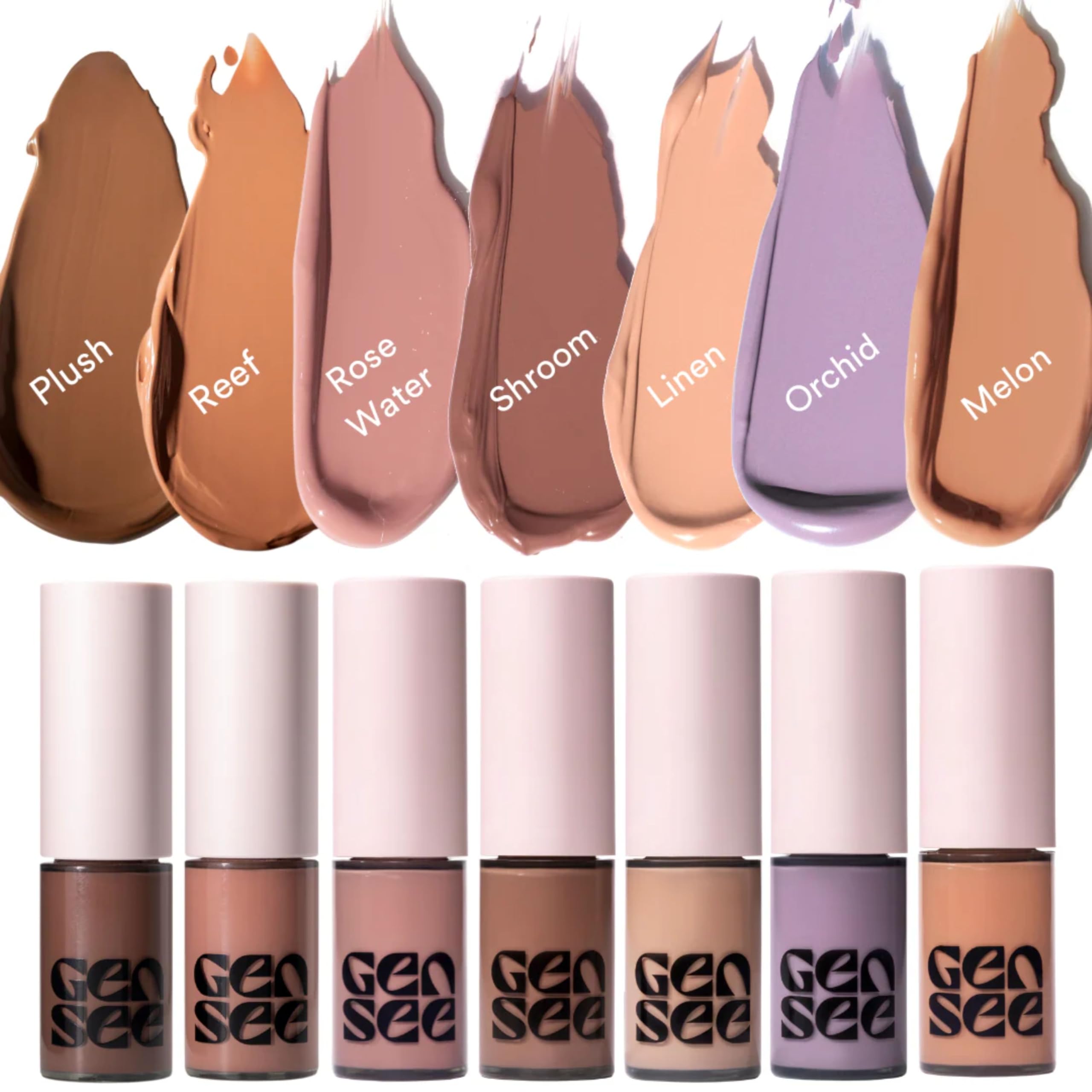 Gen See close-up on eyelid highlighting soft matte Linen Cream and natural finish