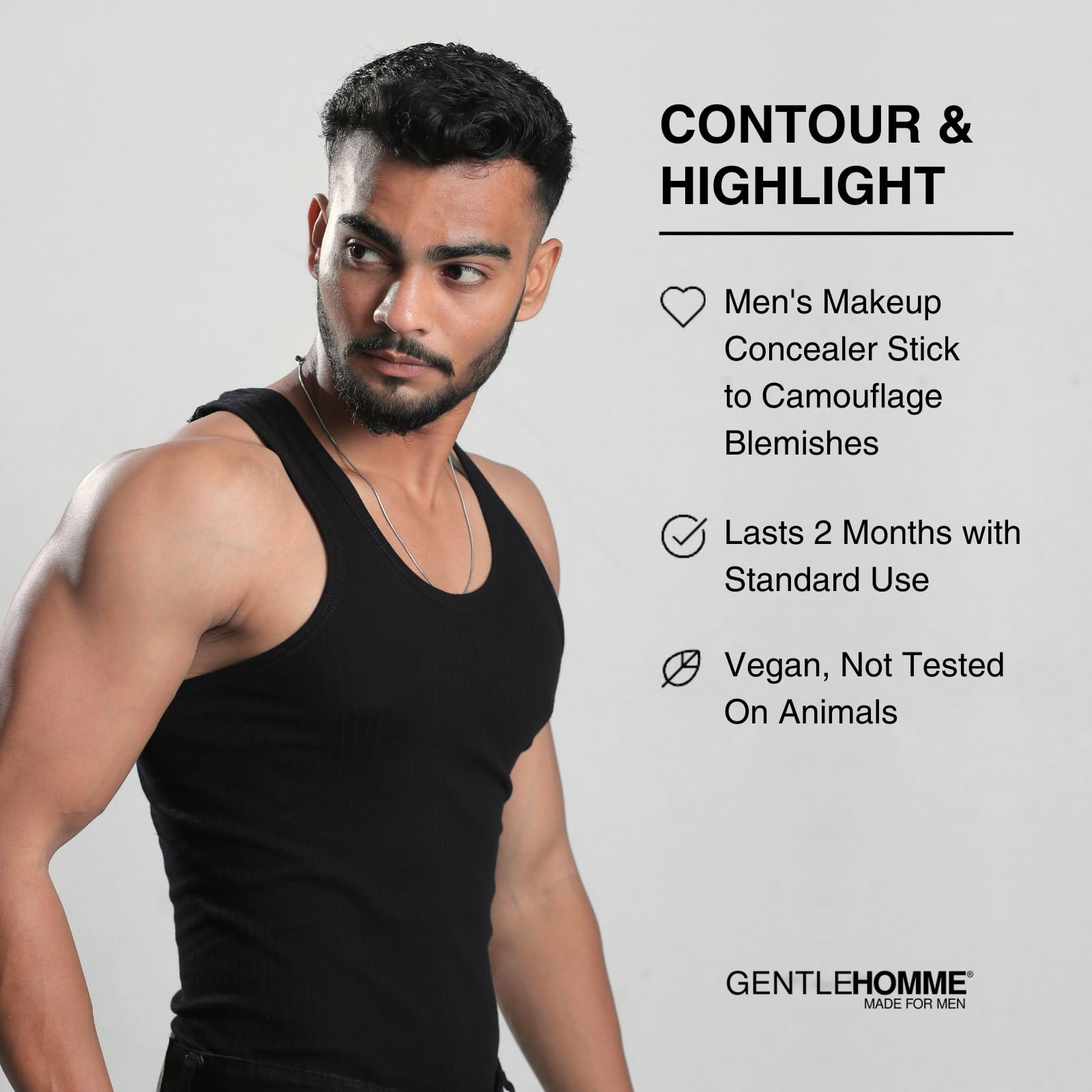 Gentlehomme application under-eye in use, reduces dark circles visibly