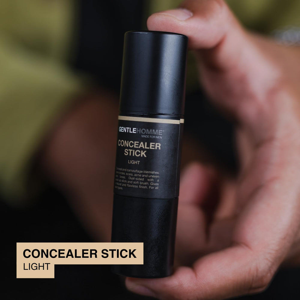 Gentlehomme concealer open to reveal brush and stick for precise blending