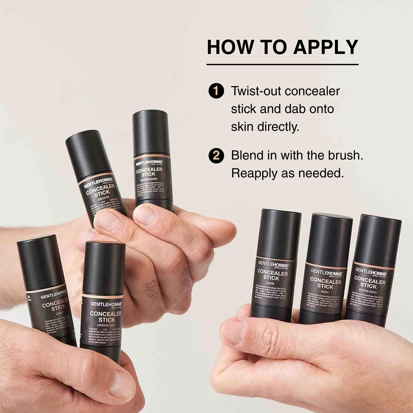 Gentlehomme concealer creamy texture close-up demonstrating blendability