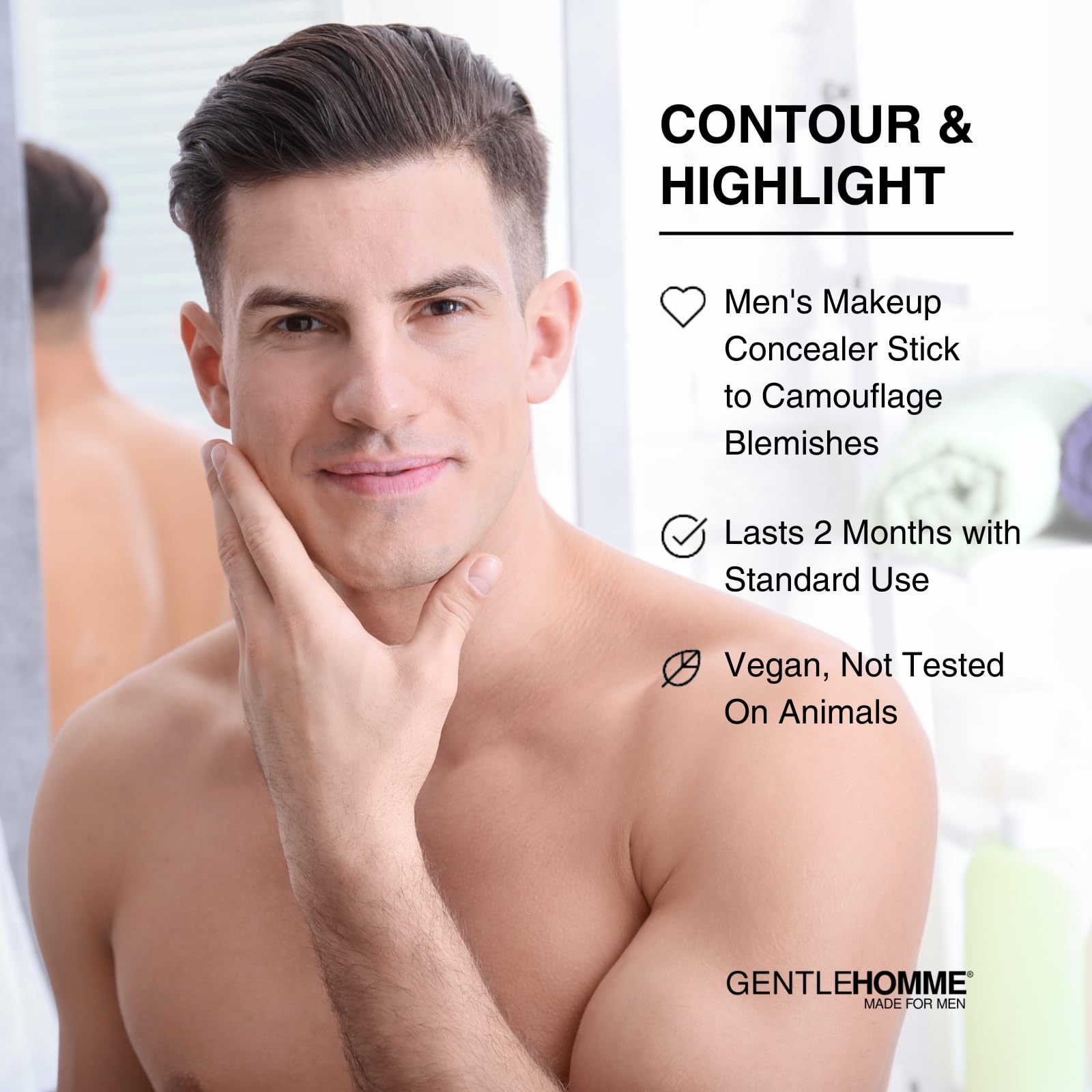 Gentlehomme concealer applied under eye illustrating reduced dark circle appearance