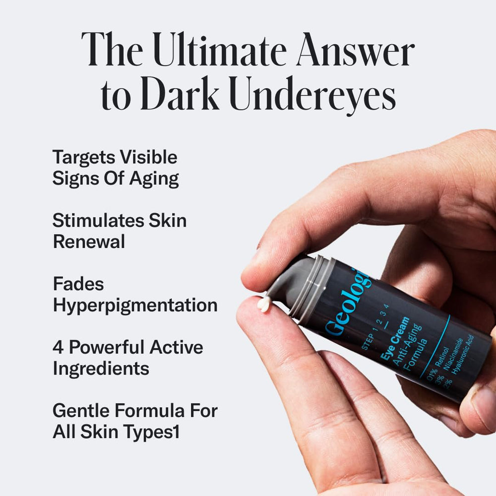Geologie eye cream small dab on fingertip for targeted dark-circle benefit