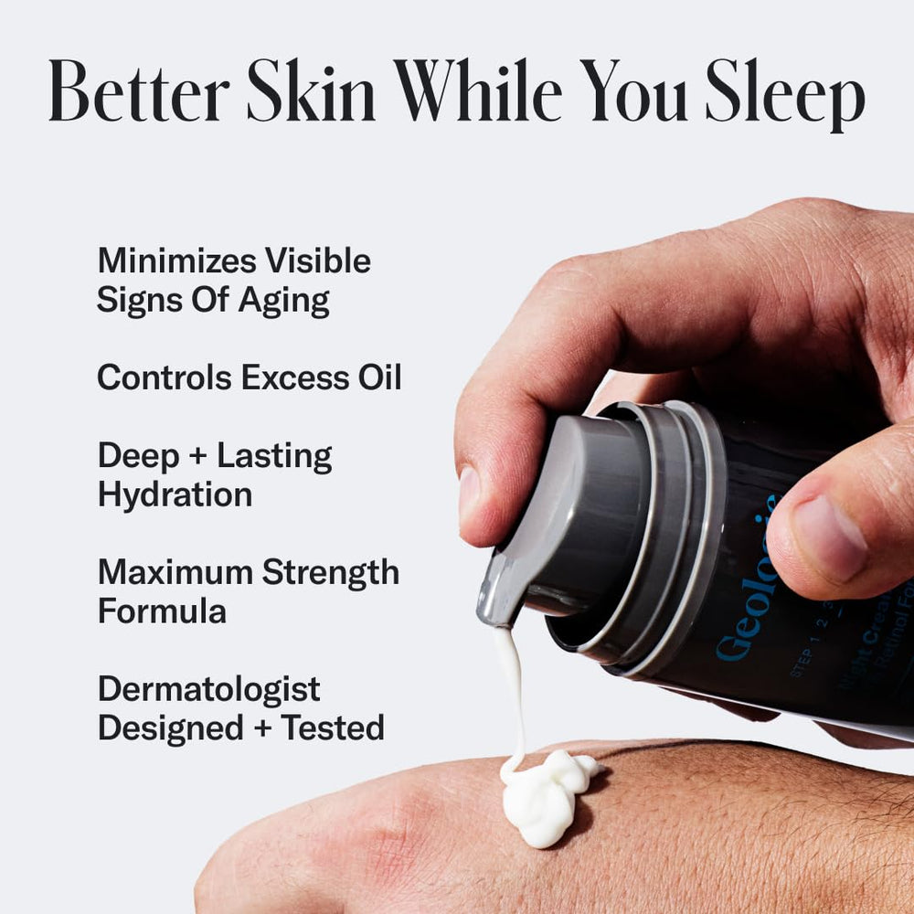 Geologie retinol night cream open jar demonstrating gentle formulation benefits