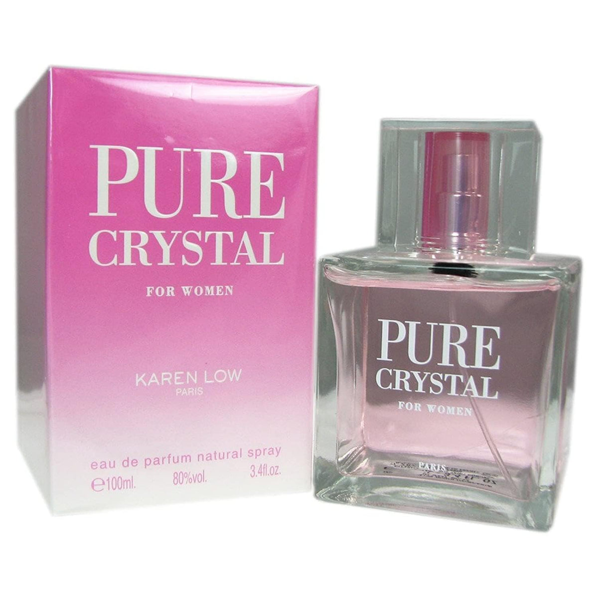 Geparlys Karen Low Pure Crystal front packaging showing bottle and label benefits of elegant presentation