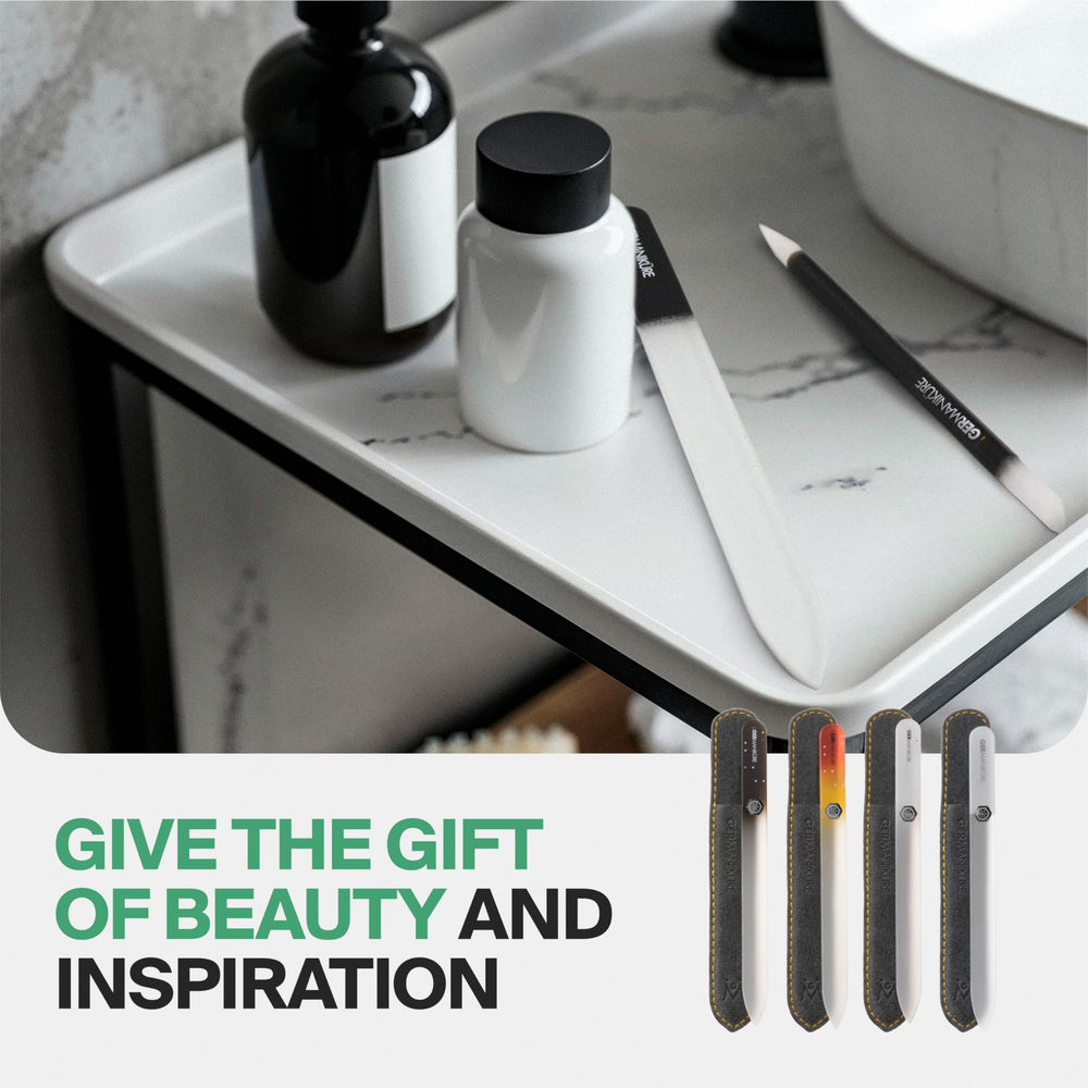 GERMANIKURE product packaging highlighting handcrafted, socially responsible manufacturing