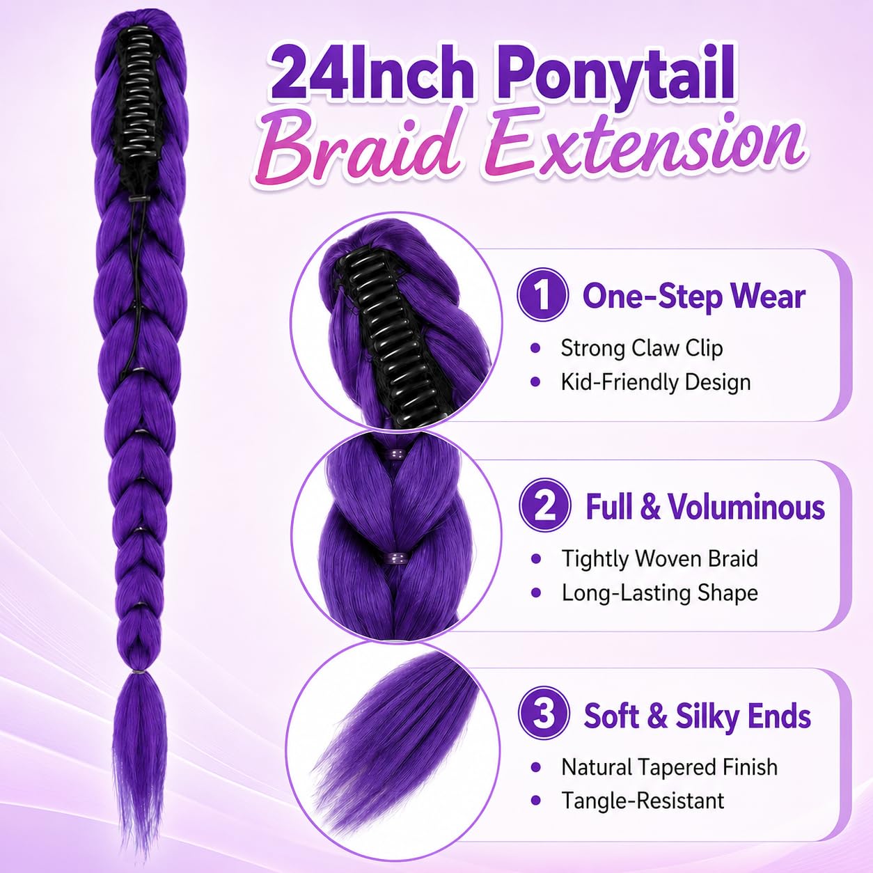 GetGal braid beside ruler showing 24-inch length for accurate size reference benefit