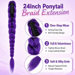 GetGal braid beside ruler showing 24-inch length for accurate size reference benefit
